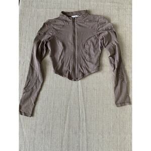 OUT FROM UNDER URBAN OUTFITTERS Top Womens Cropped Brown Ribbed Long Sleeve M